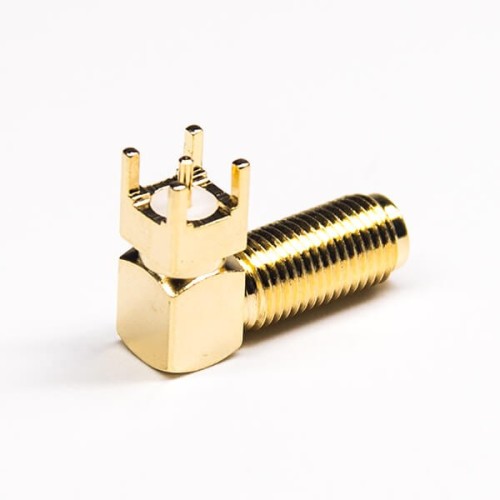 SMA Connector Angled Threaded 50 Ohm Through Hole Gold Plating