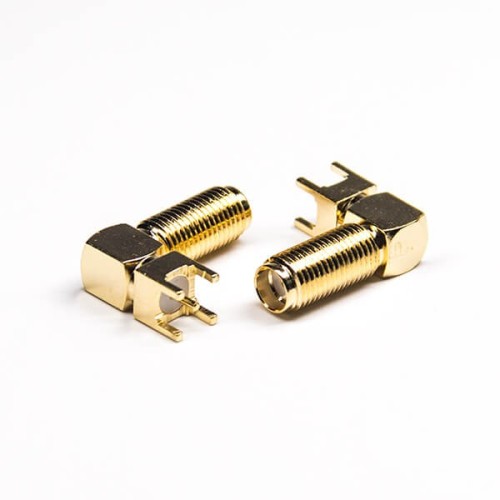 SMA Connector Angled Threaded 50 Ohm Through Hole Gold Plating