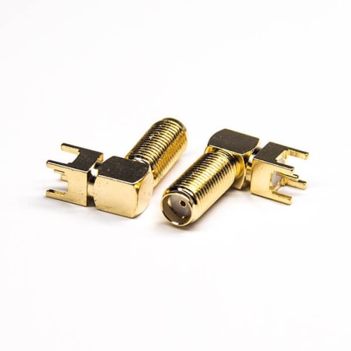 SMA Connector Angled Threaded 50 Ohm Through Hole Gold Plating