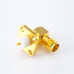 SMA Connector Jack Female Socket 50ohm Right Angle PCB Mount Welding Plate 4 Holes Flange