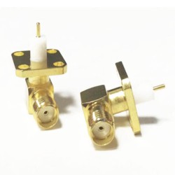 SMA Connector Right Angle Female With 4 Holes Flange