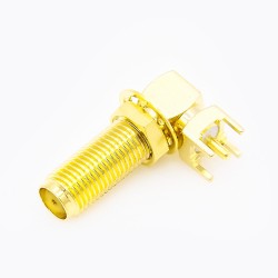 SMA Connector Right Angle PCB Mount Through Hole Front Bulkhead Female