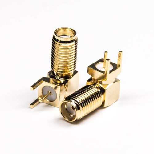 SMA Connector Right Angled Through Hole Gold Plating Panel Mount