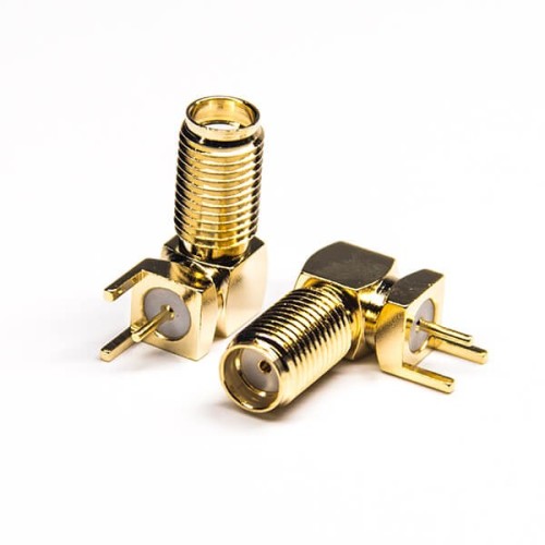 SMA Connector Right Angled Through Hole Gold Plating Panel Mount