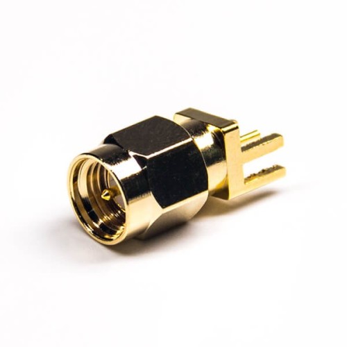 SMA Connector Straight Male Gold Plating 180 Degree Plate Edge Mount