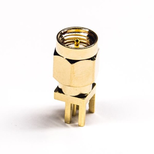 SMA Connector Straight Male Gold Plating 180 Degree Plate Edge Mount