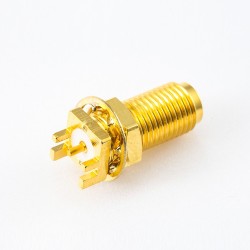 SMA Female Connector Edge Mount 180 Degree Front Bulkhead