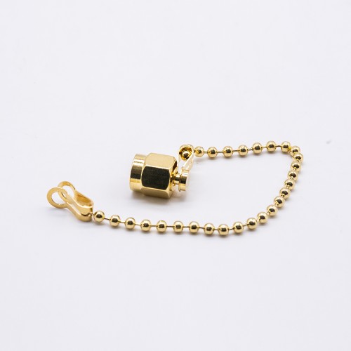 SMA Male Dust Cap with steel Chain Gold Plated