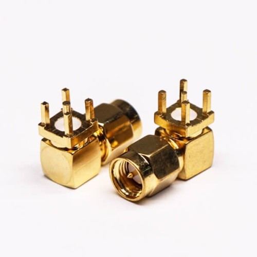 SMA Right Angle PCB Mount Male Connector Thtough Hole