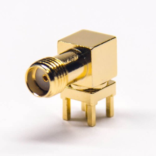 SMA Right Angle PCB Socket Receptacle Through Hole Gold Plating