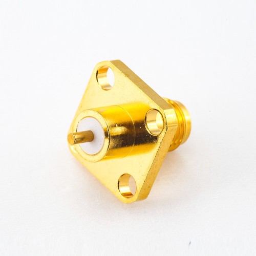 SMA Socket Connector 180 Degree 4 Holes Flange PCB Mount Welding Plate