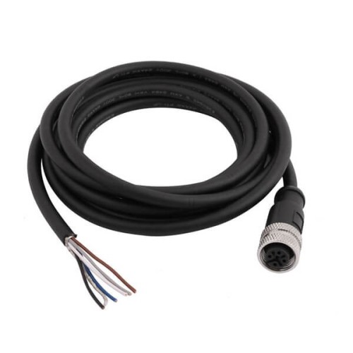 10pcs 5 Pole M12 Cable Female Straight Connector Black Cable PVC 1.5M AWG22 A Code