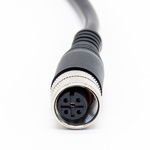 5 Pole M12 Cable Female Straight Connector Black Cable PVC 1.5M AWG22 A Code