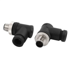 8 Contact M12 Circular Metric Connectors Right Angle Male 2PCS