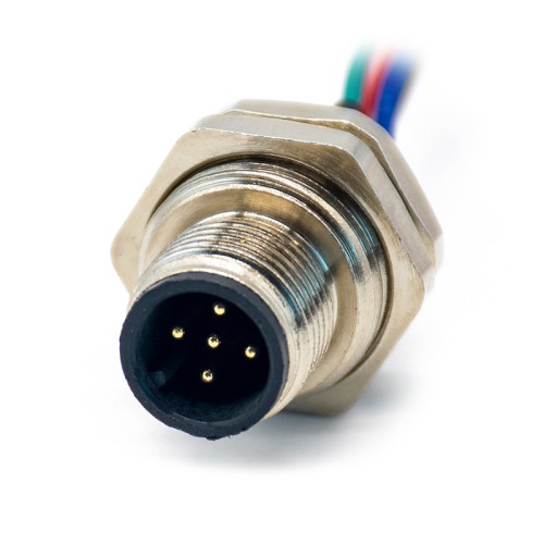 Circular Connectors M12 5Pin A Code Front Mount to 5Pin Terminal AWG24 Wires 30CM Shiled