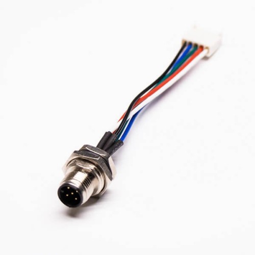 Circular Connectors M12 5Pin A Code Front Mount to 5Pin Terminal AWG24 Wires 30CM Shiled