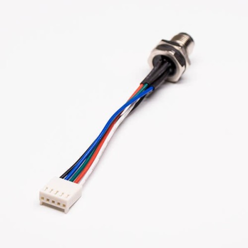 Circular Connectors M12 5Pin A Code Front Mount to 5Pin Terminal AWG24 Wires 30CM Shiled