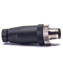 Field Wireable M12 Connectors 4Pin A Code Male Straight Cable Plug PG9 Unshiled Waterproof