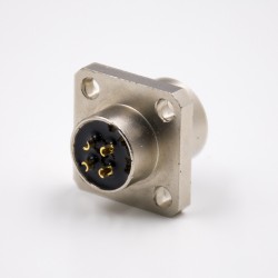 Flange Mount M12 Connector Panel Receptacles A Coded 4 Pin Straight Female 4 Hole Flang Waterproof Shiled