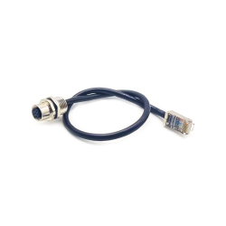 Industrial Ethernet Cables M12 8Pin Female To RJ45 Plug 30CM AWG24 Unshield A Code