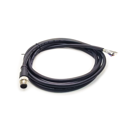 M12 12 Pin Cable Male Straight Plug Single Ended Electrical Cable 2M AWG26 A Code Shielded