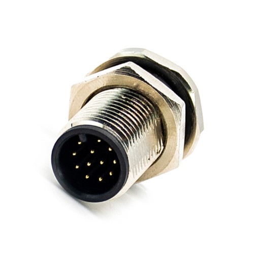 M12 12 Pos Front Mount Connector A Code Male Mounting Thread M12X1 Waterproof