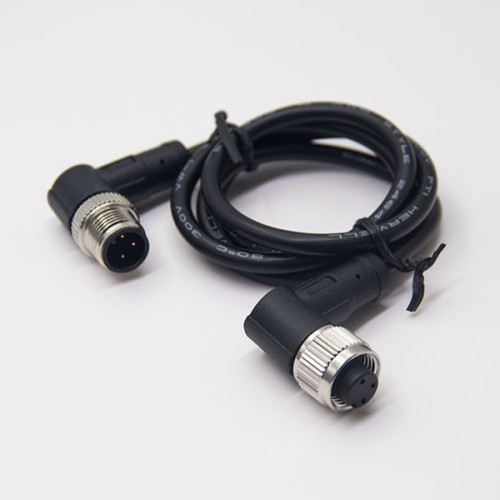 M12 3 Pin Cable Male To Female A Code Right Angle Sensor Plug 1M AWG22