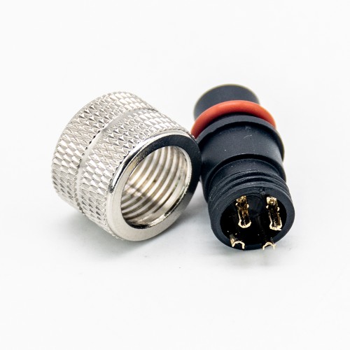 M12 4 pin Connector Straight Female Overmolded Solder Cup Unshielded