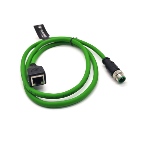 M12 4-pin D Code Male to RJ45 Female High Flex Cat6 Industrial Ethernet Cable PVC