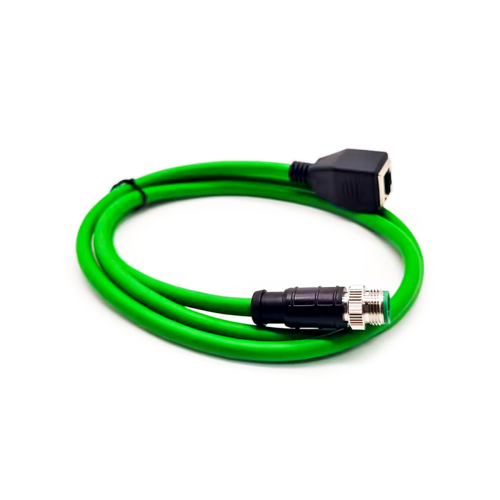 M12 4-pin D Code Male to RJ45 Female High Flex Cat6 Industrial Ethernet Cable PVC