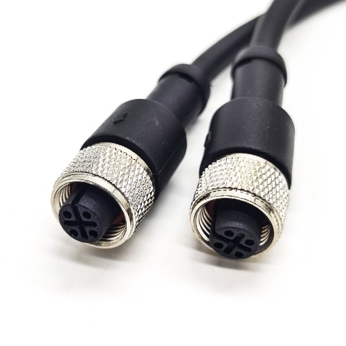 M12 5 Pin Female To Female A Code Double Ended Cable Straight Industrial Waterproof 1M AWG22