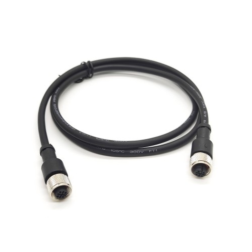 M12 5 Pin Female To Female A Code Double Ended Cable Straight Industrial Waterproof 1M AWG22