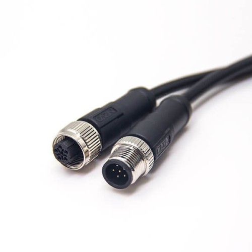 M12 6 Pin Female Connector C Code To Male Cable 0.5M AWG24