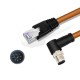 M12 8-pin A Code Male Angled to RJ45 Male High Flex Cat6 Industrial Ethernet Cable PVC Orange