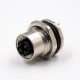 M12 8 Pin Female Connector X-Coding Panel Receptacles Straight Waterproof Through Hole Front Mount Shielded