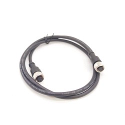 M12 8 Pin Female To Female Cable A-Coding Straight Connector 1M AWG24 PVC Black Cable Unshielded