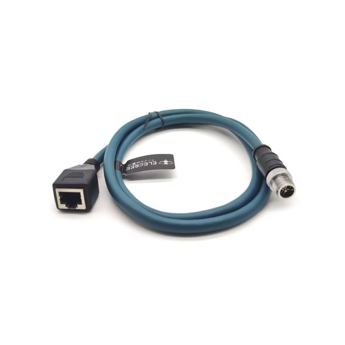 M12 8-pin X-Code Male to RJ45 Female High Flex Cat6 Industrial Ethernet Cable PVC Twisted Pair Cable