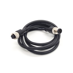 M12 8Pin Extensin Cable A-Coding Male To Female Straight Connector 1M AWG24 PVC Black Cable