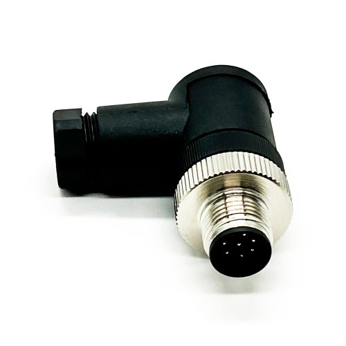 M12 A Coded Connector Right Angle 8 Pin Male Screw-Joint with Plastic Shell Unshiled Waterproof