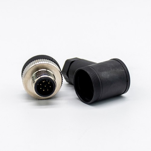 M12 A Coded Connector Right Angle 8 Pin Male Screw-Joint with Plastic Shell Unshiled Waterproof