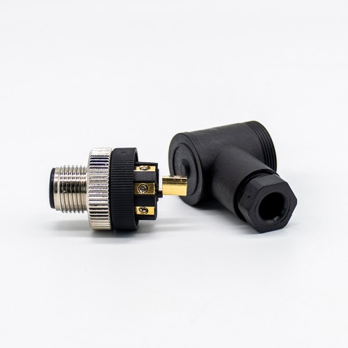 M12 A Coded Connector Right Angle 8 Pin Male Screw-Joint with Plastic Shell Unshiled Waterproof