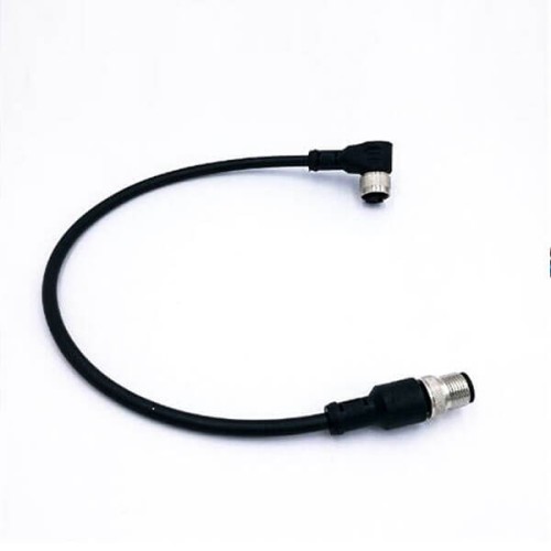 M12 Cable A Coding 4Pin Straight Male To Famale Right Angle Molding Cable 1M AWG22 Length