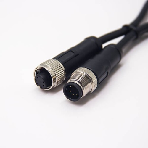 M12 Cable Assembly 180 Degree A Code 6 Pin Male To Female Plug Cable 1M AWG24