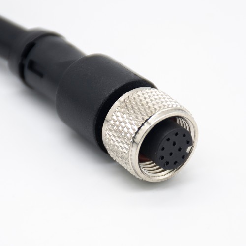 M12 Cable Assembly Female Straight 12 Pins Connector Aviation Socket Electrical Cable 1M AWG26 A Code