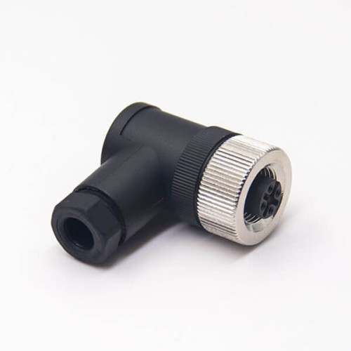 M12 Connector 4 Pin Wiring A Code Shiled Right Angle Female Plug Screw-Joint Unshielded Waterproof