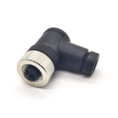 M12 Connector 4 Pin Wiring A Code Shiled Right Angle Female Plug Screw-Joint Unshielded Waterproof