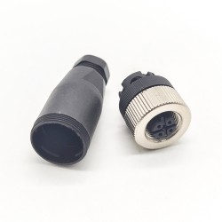 M12 Connector 4pin Female D Code Straight Unshielded Screw-joint