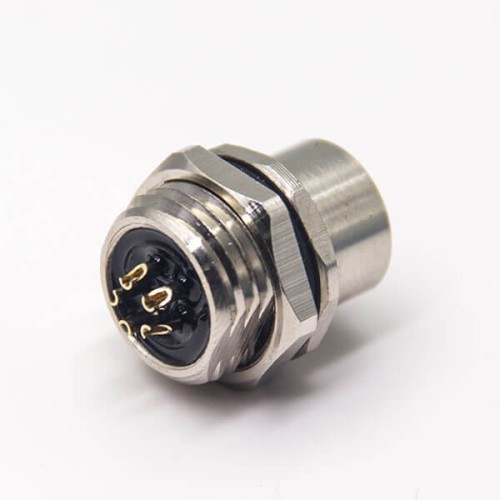 M12 Connector 5 Pin Female C Code Thread Panel Mount Waterproof Shiled