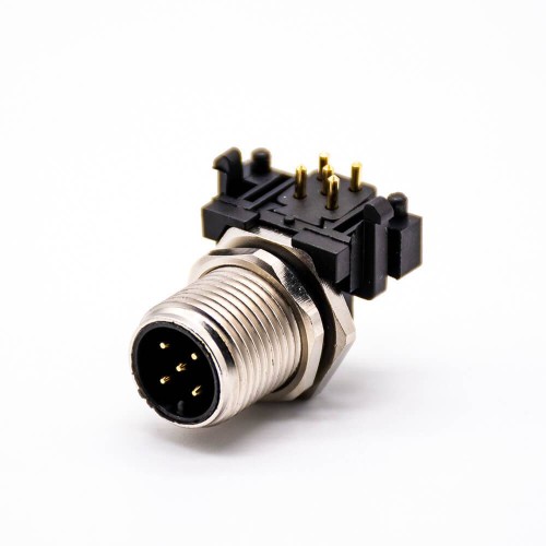 M12 Connector 5 Pin Male Panel Receptacle Right Angle Socket PCB Mount