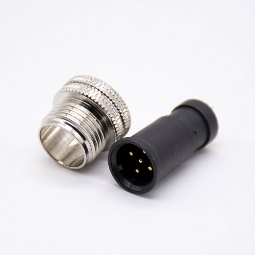 M12 Connector 5 pin Male Straight Overmolded Solder Cup Unshielded A code